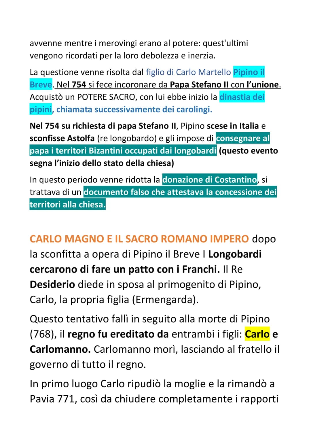 I FRANCHI E IL PAPATO La storia del regno dei Franchi inizia
in Gallia con Clodoveo. Clodoveo fu quello che fondò la prima
dinastia chiamata