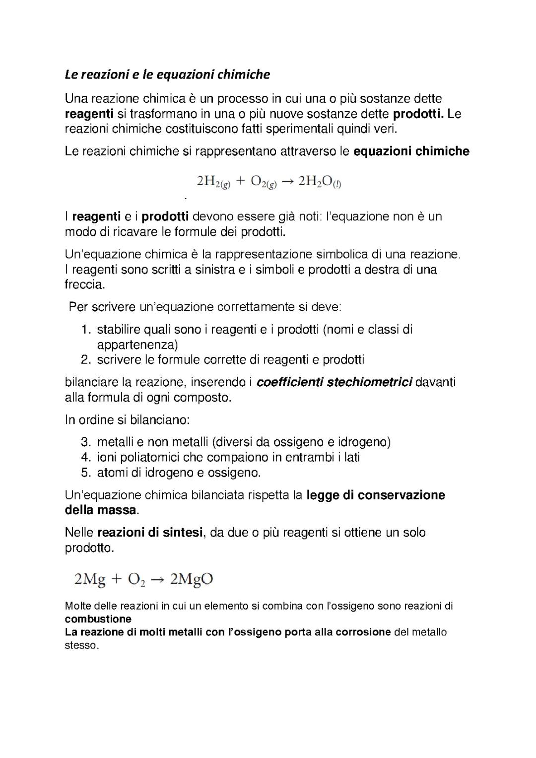 Le reazioni chimiche 