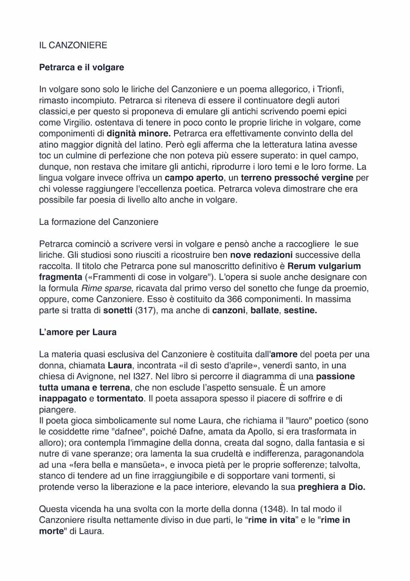 VOI CH' ASCOLTATE
Voi ch'ascoltate in rime sparse il suono è la prima lirica del Canzoniere, Petrarca
ha voluto assegnarle la funzione di pr