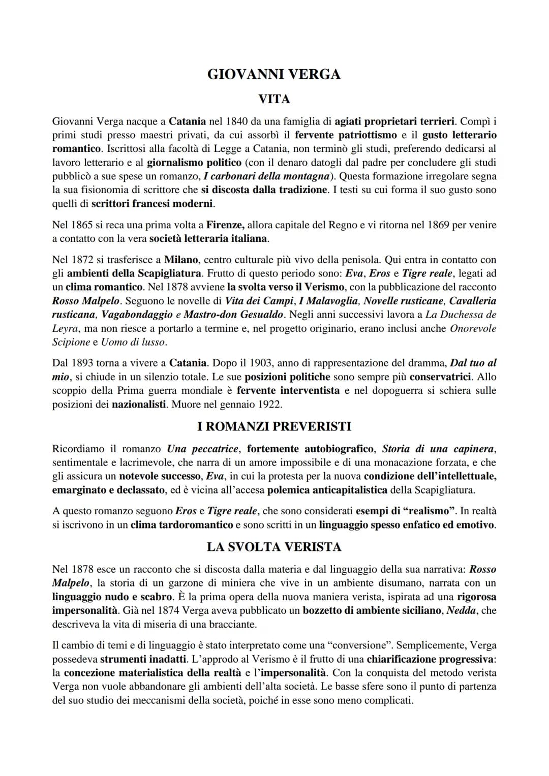 INDICE:
●
VITA
● ROMANZI PREVERISTI
● LA SVOLTA VERISTA
● POETICA E TECNICA NARRATIVA DEL VERGA VERISTA
GIOVANNI VERGA
L'IDEOLOGIA VERGHIANA