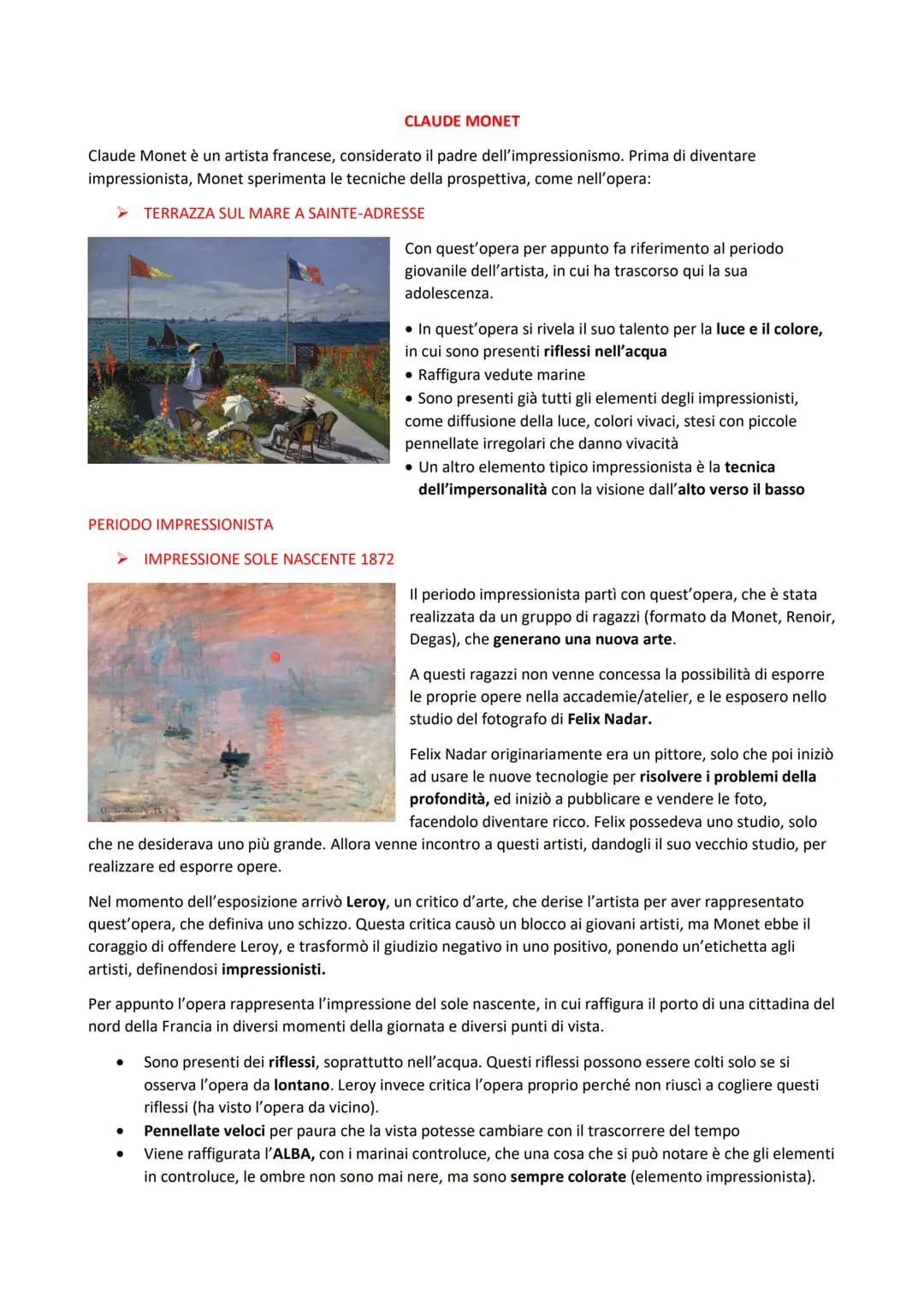 CLAUDE MONET
Claude Monet è un artista francese, considerato il padre dell'impressionismo. Prima di diventare
impressionista, Monet sperimen