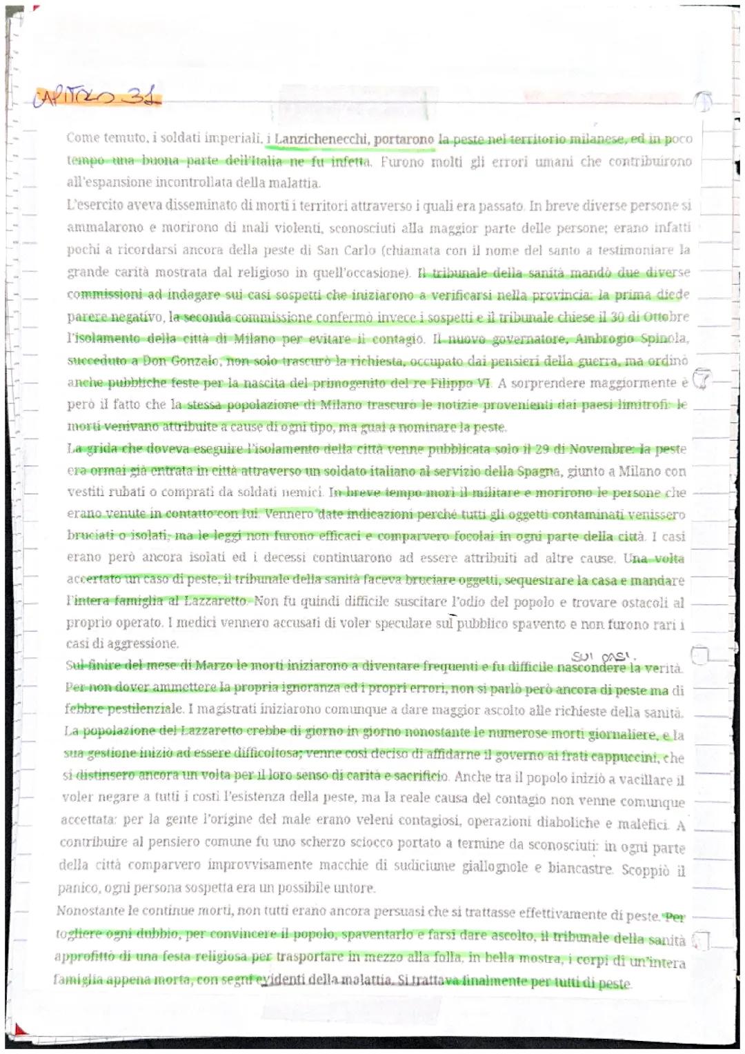 Riassunto dal capitolo 31 a 38 dei promessi sposi