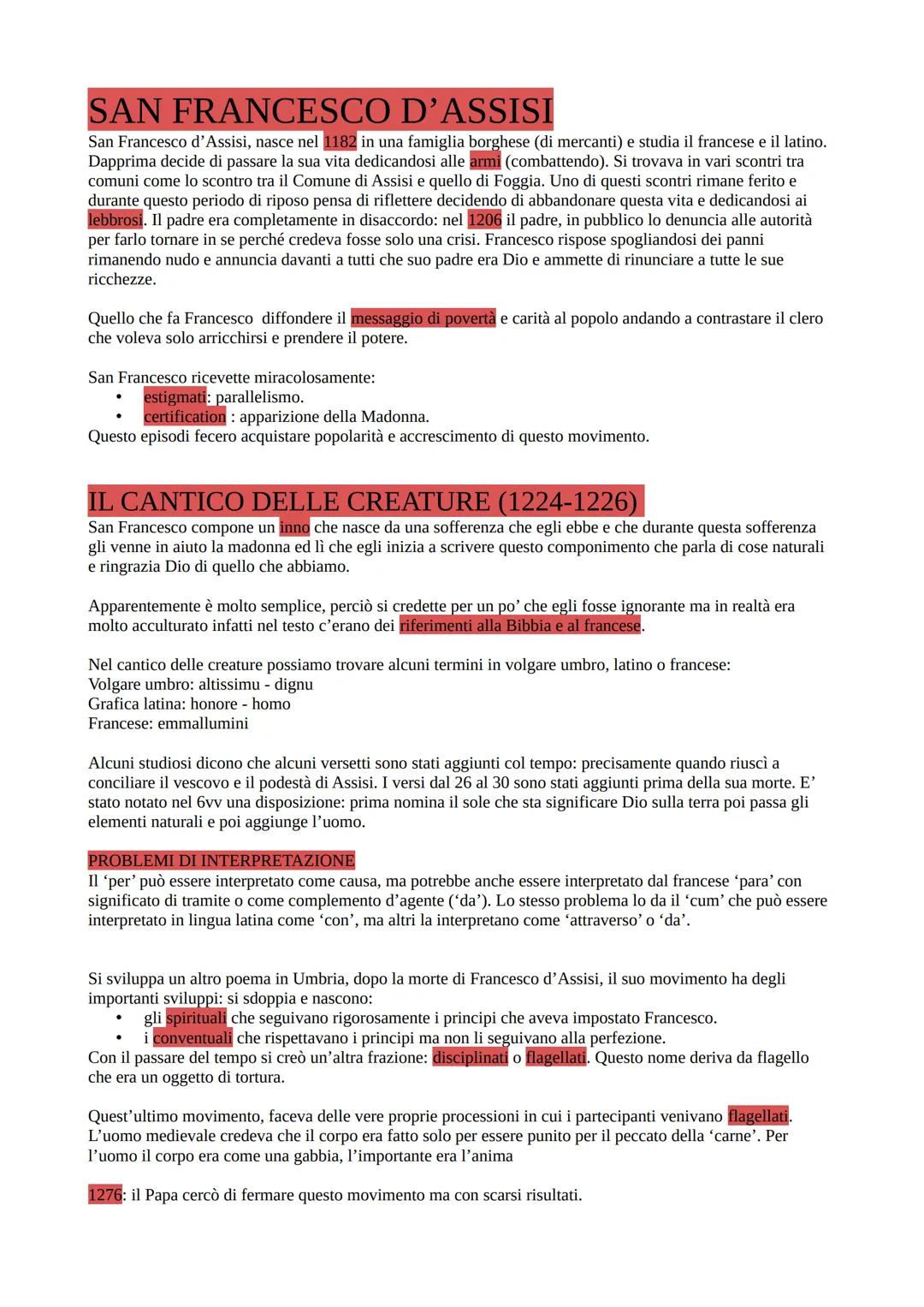SAN FRANCESCO D'ASSISI
San Francesco d'Assisi, nasce nel 1182 in una famiglia borghese (di mercanti) e studia il francese e il latino.
Dappr