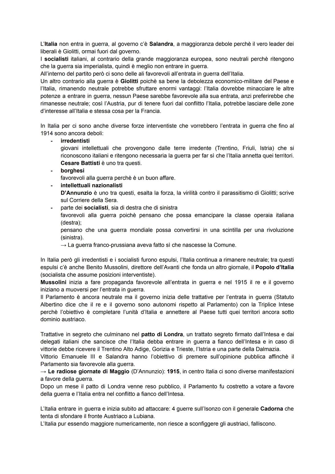 # I GUERRA MONDIALE

*   Belle Epoque: cresciuti i redditi delle classi sociali, diritto di voto allargato, si è sviluppata
l'industria.

Gi