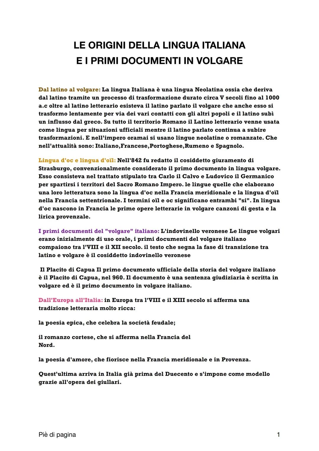 Le Origini della Lingua Italiana: Riassunto e Analisi approfondita