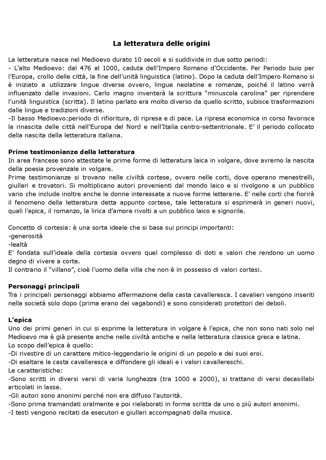 la letteratura delle origini 