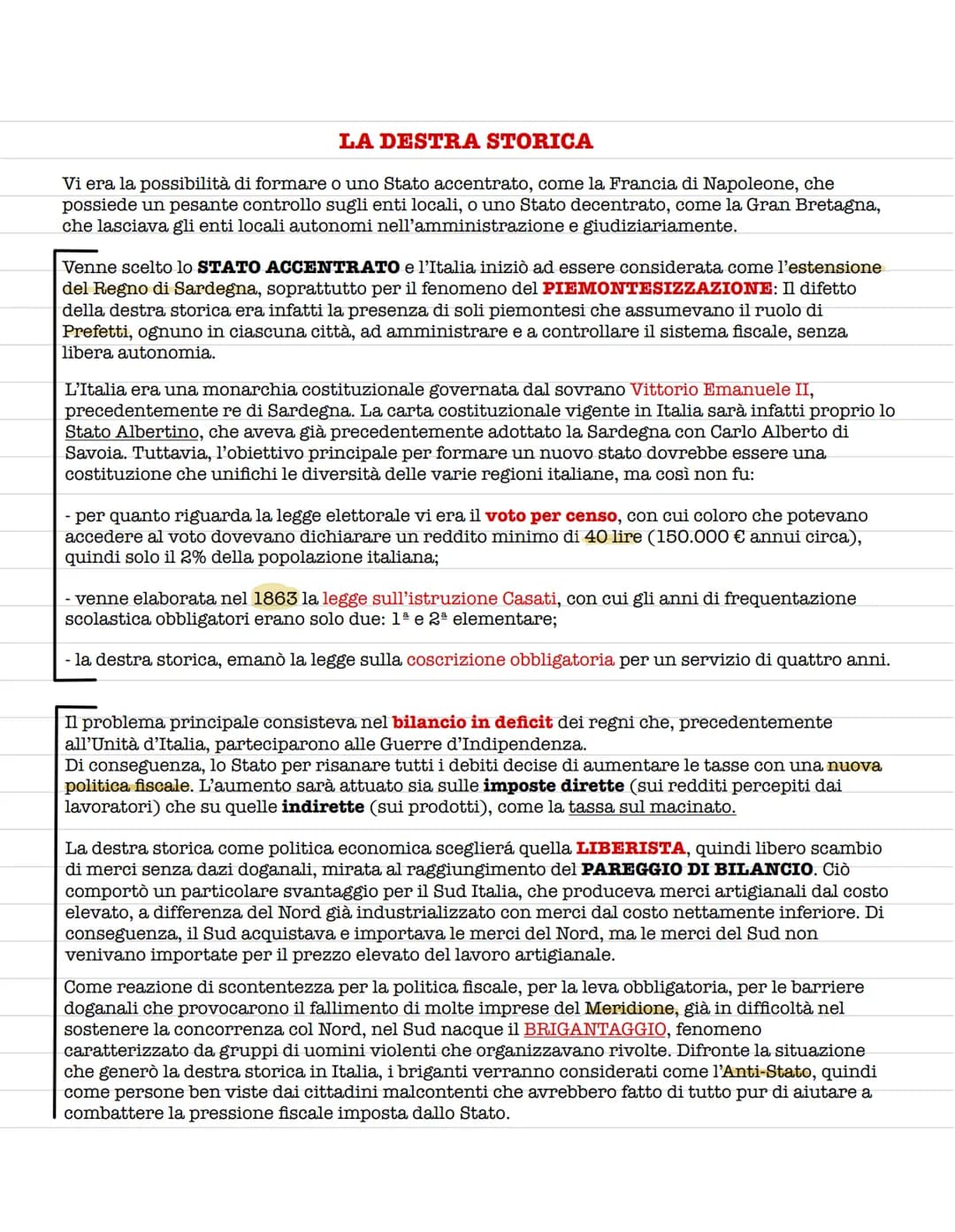 LA STORIA ITALIANA 1861-1900
Nel 1861, l'Italia era in gravi condizioni di arretratezza e di povertà e tre quarti della
popolazione era anal