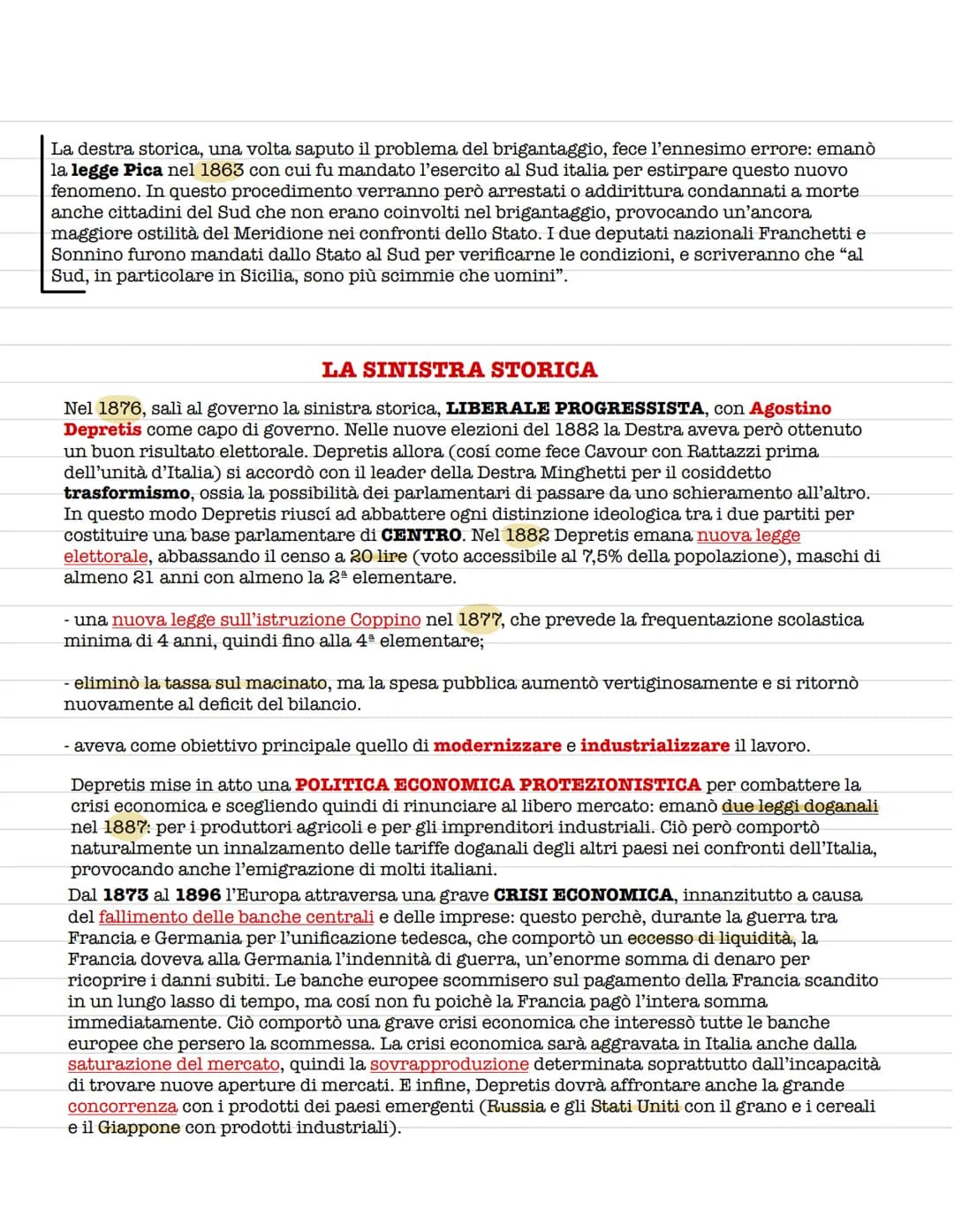 LA STORIA ITALIANA 1861-1900
Nel 1861, l'Italia era in gravi condizioni di arretratezza e di povertà e tre quarti della
popolazione era anal