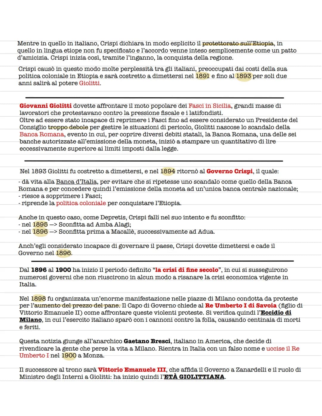 LA STORIA ITALIANA 1861-1900
Nel 1861, l'Italia era in gravi condizioni di arretratezza e di povertà e tre quarti della
popolazione era anal