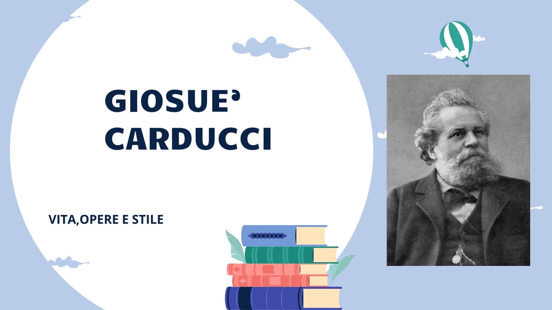 GIOSUE
CARDUCCI
VITA, OPERE E STILE VITA
Giosuè Carducci nasce il 27 luglio 1835 a Valdicastello, nella provincia di
Lucca e fino al 1839 sp