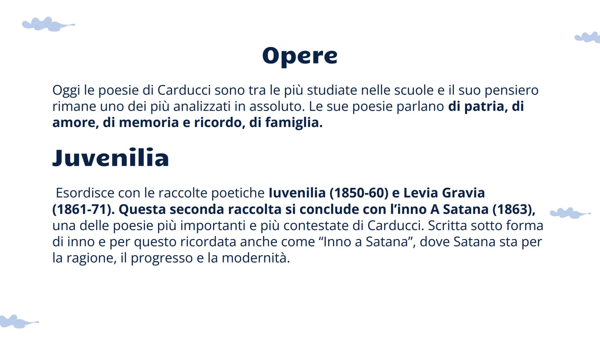 GIOSUE
CARDUCCI
VITA, OPERE E STILE VITA
Giosuè Carducci nasce il 27 luglio 1835 a Valdicastello, nella provincia di
Lucca e fino al 1839 sp