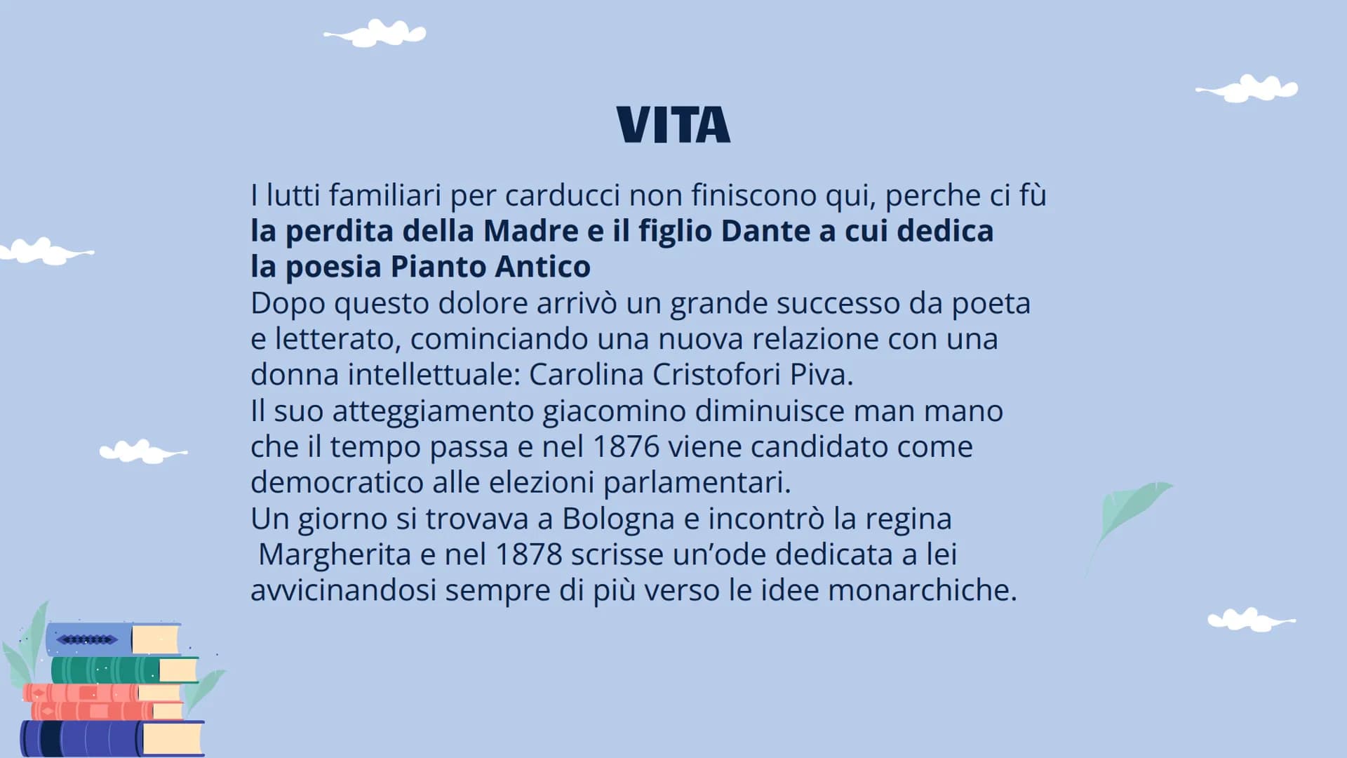 GIOSUE
CARDUCCI
VITA, OPERE E STILE VITA
Giosuè Carducci nasce il 27 luglio 1835 a Valdicastello, nella provincia di
Lucca e fino al 1839 sp