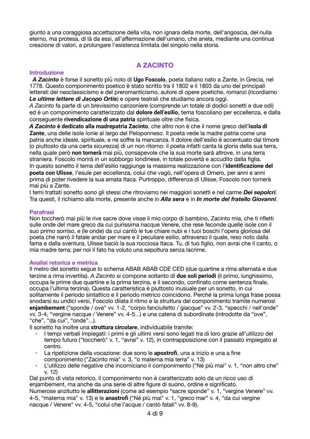 # UGO FOSCOLO

Vita
Ugo Foscolo battezzato Niccolò Foscolo, nasce a Zante, isola greca che all'epoca era sotto il
dominio veneziano, nel 177