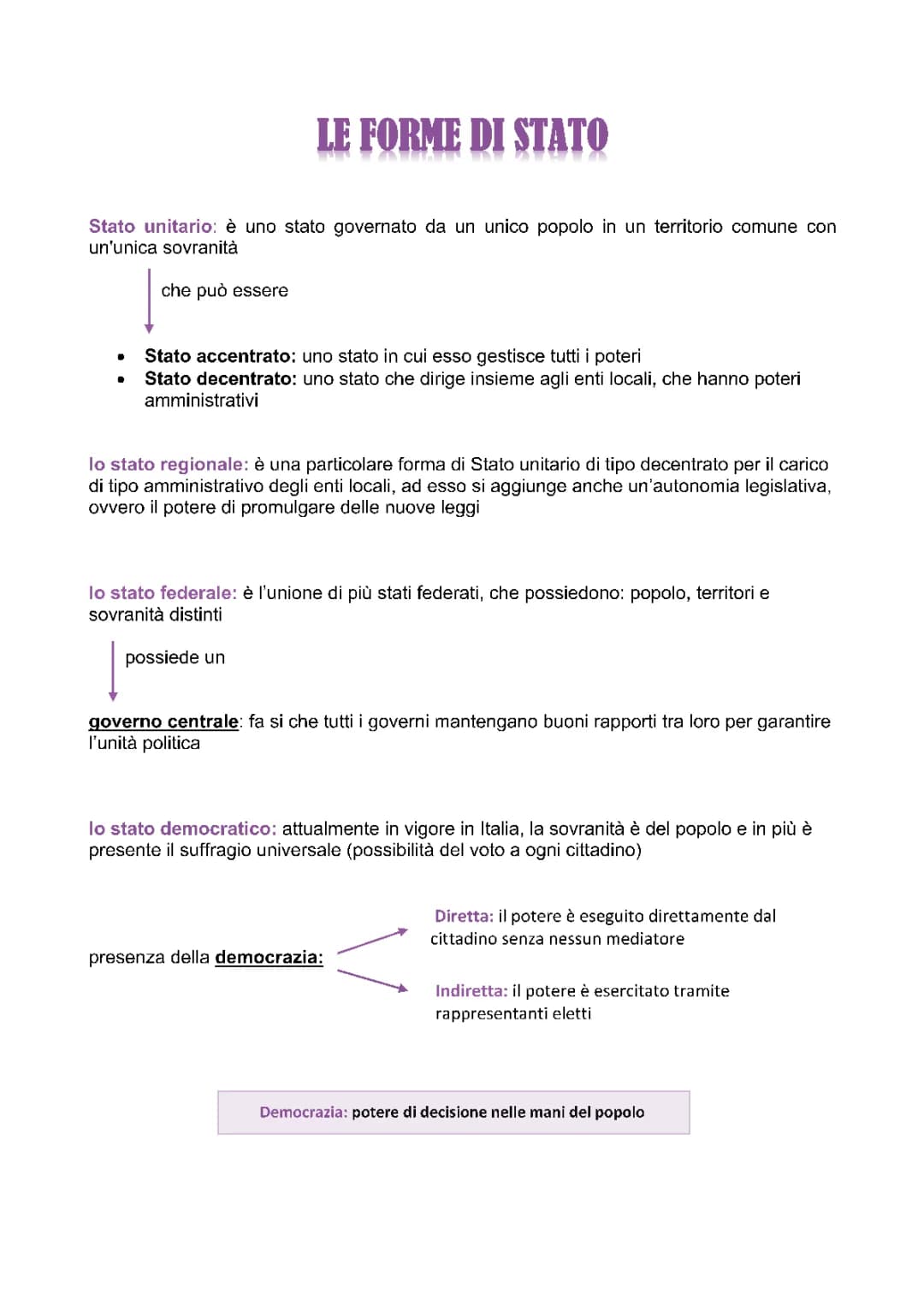 LE FORME DI STATO