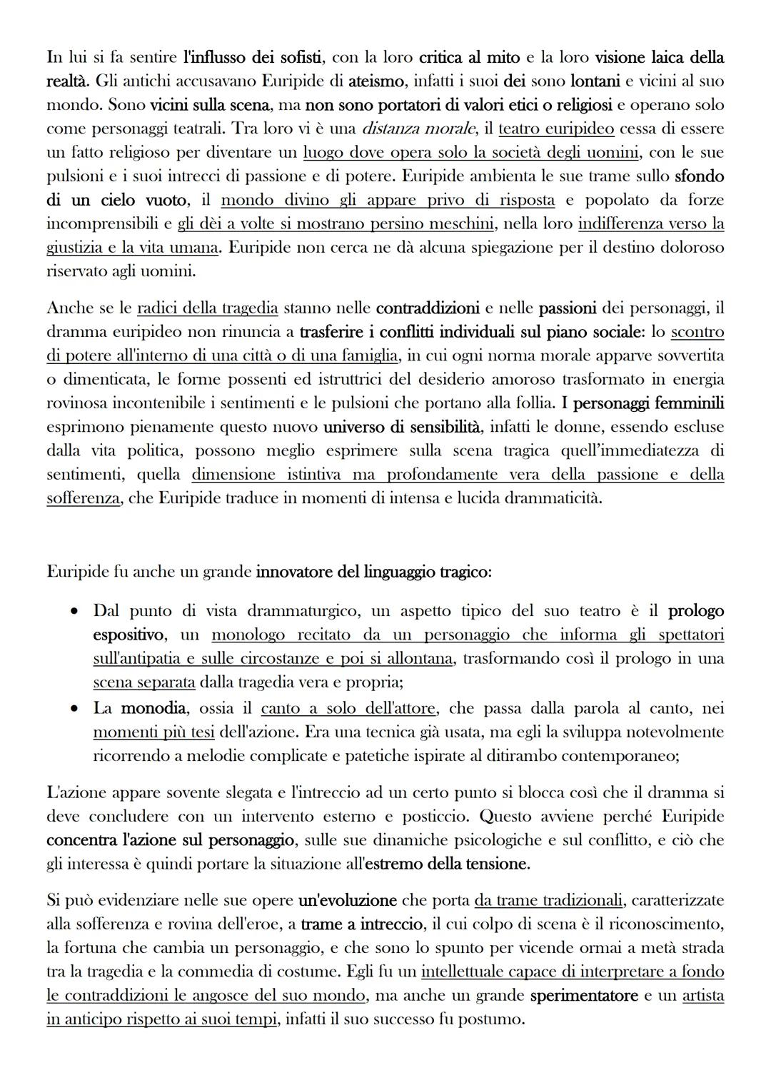 EURIPIDE
Nasce a Salamina nel 480 a.C., ricevette un'educazione di alto livello, in quanto cresciuto in
una famiglia agiata. Si sa poco dell