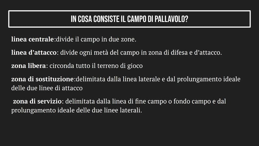 LA PALLAVOLO INDICE
1
2
3
LA PALLAVOLO
IL CAMPO E IL PALLONE
TIPI DI COLPI COS'È LA PALLAVOLO?
La pallavolo è un gioco di squadra che consis