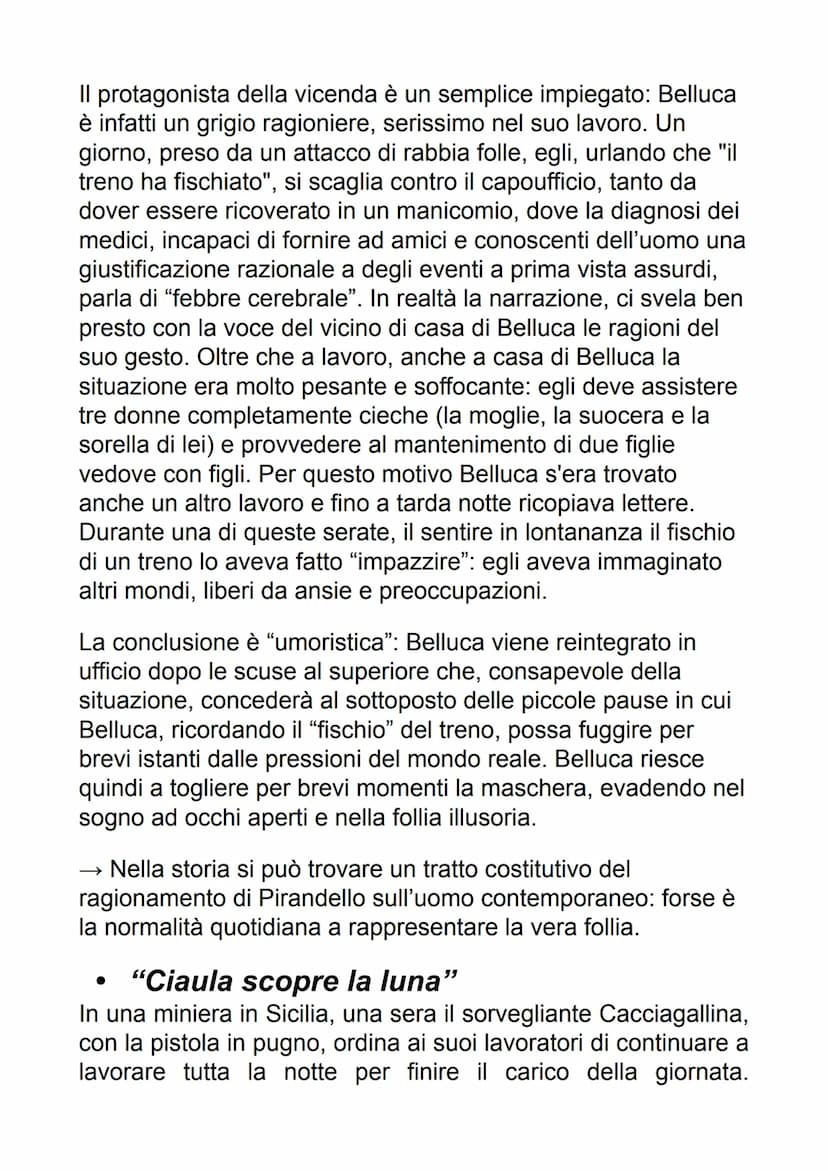 PIRANDELLO
il manifesto della poetica di Pirandello è il "saggio
sull'umorismo" del 1908. Nel testo viene introdotta la
distinzione tra l'av