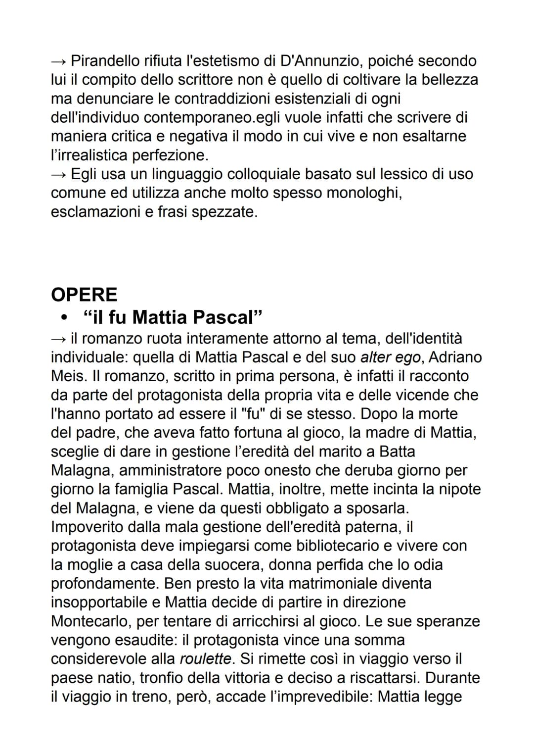 PIRANDELLO
il manifesto della poetica di Pirandello è il "saggio
sull'umorismo" del 1908. Nel testo viene introdotta la
distinzione tra l'av