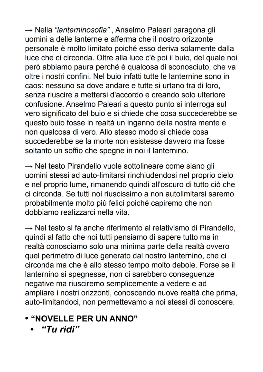 PIRANDELLO
il manifesto della poetica di Pirandello è il "saggio
sull'umorismo" del 1908. Nel testo viene introdotta la
distinzione tra l'av