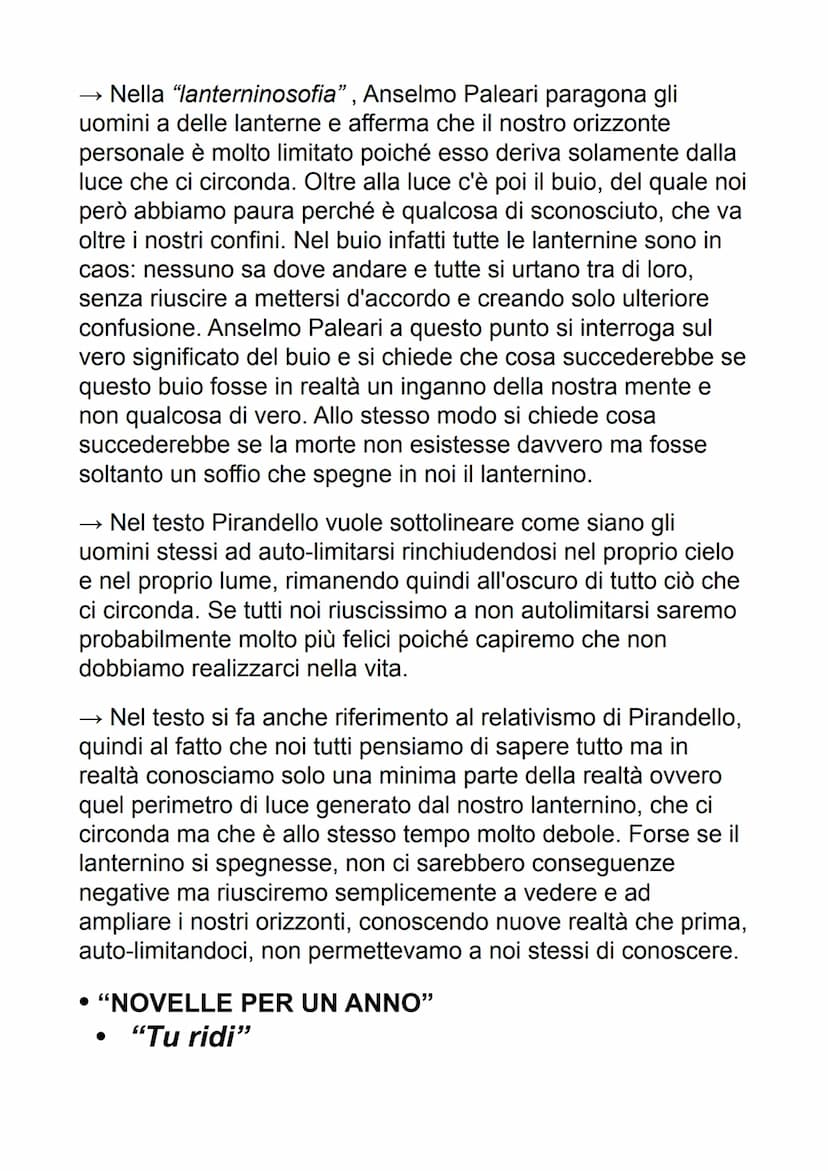 PIRANDELLO
il manifesto della poetica di Pirandello è il "saggio
sull'umorismo" del 1908. Nel testo viene introdotta la
distinzione tra l'av