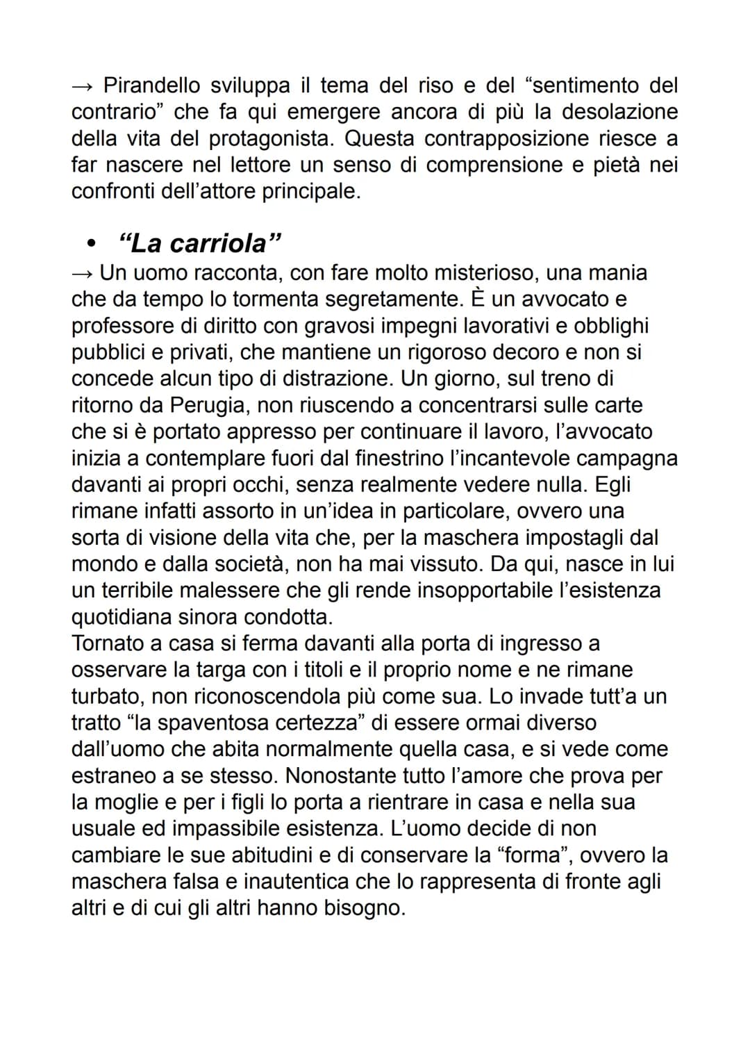 PIRANDELLO
il manifesto della poetica di Pirandello è il "saggio
sull'umorismo" del 1908. Nel testo viene introdotta la
distinzione tra l'av