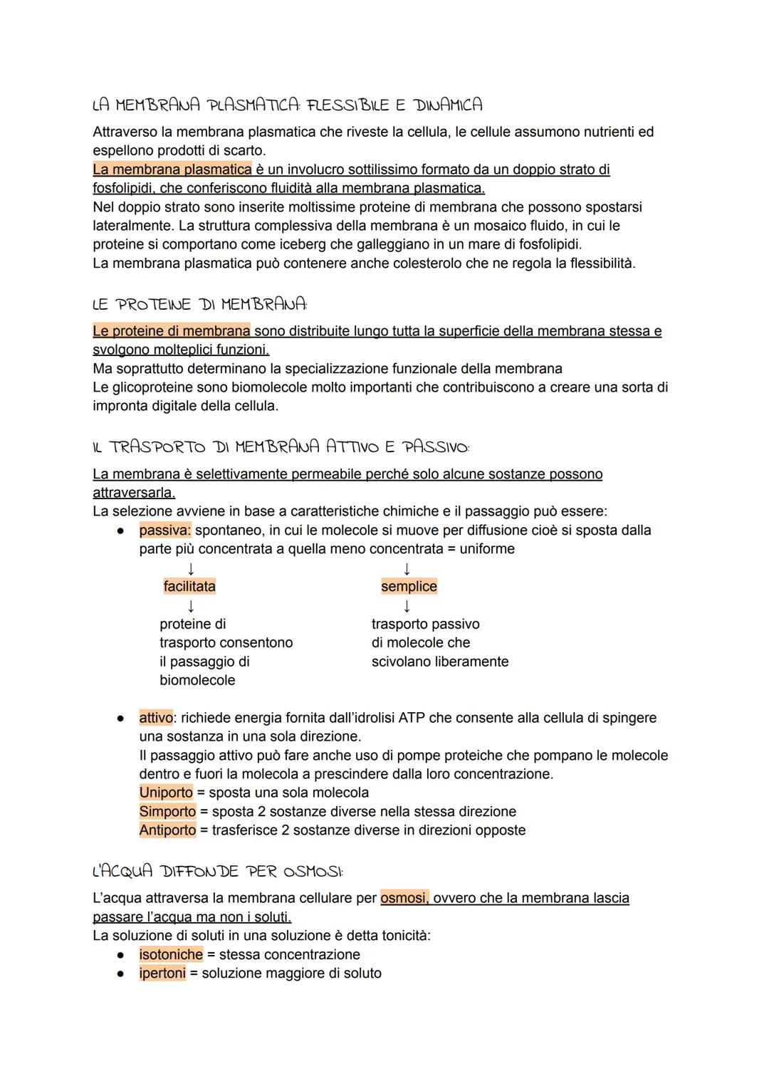 La cellula
DALLE BIOMOLECOLE ALLE CELLULE:
Tutte le cellule sono formate da biomolecole e acqua che si organizzano per formare
strutture com