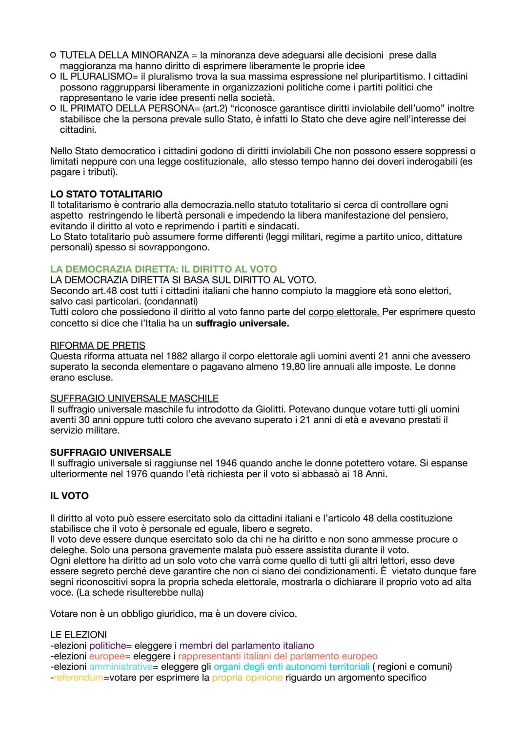 LO STATO
Lo Stato è un'organizzazione politica che esercita la propria sovranità sui soggetti presenti sul
territorio.
Ogni Stato ha il comp
