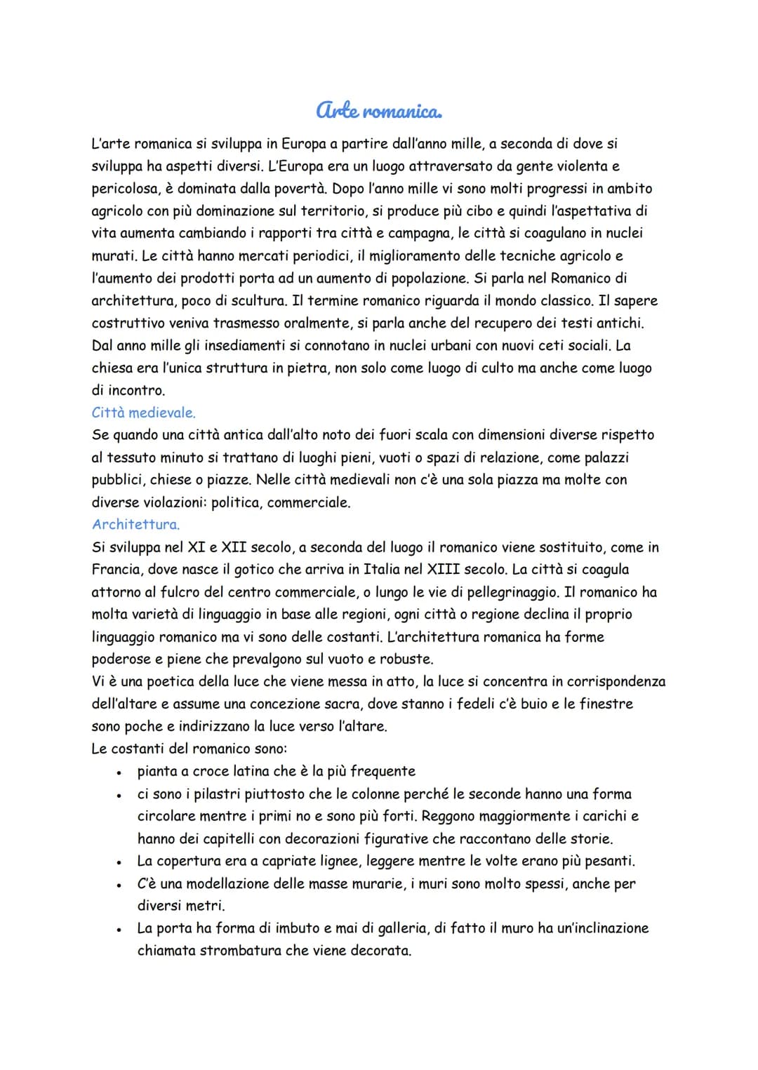 arte romanica.
L'arte romanica si sviluppa in Europa a partire dall'anno mille, a seconda di dove si
sviluppa ha aspetti diversi. L'Europa e