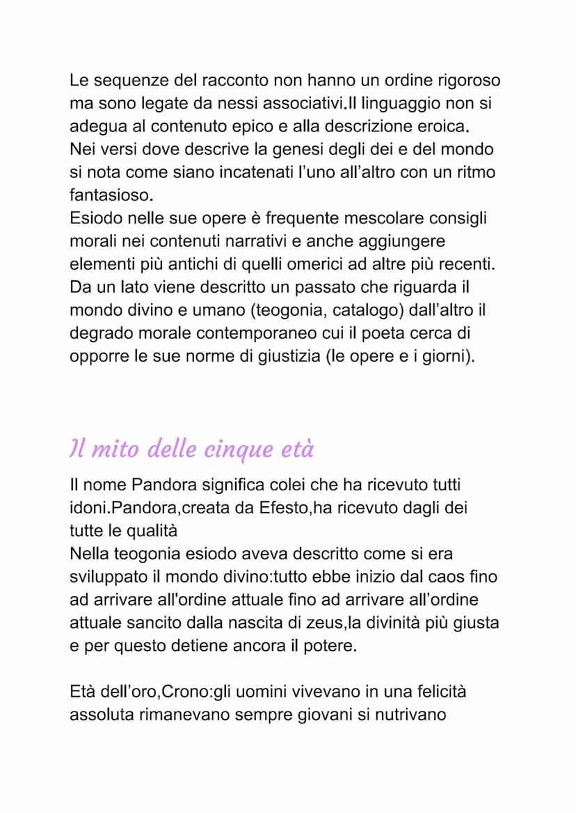 Esiodo
la vita
Abbiamo notizie certe sulla vita di Esiodo perché lui
stesso ne parla nelle sue opere. Suo padre era
commerciante ma in segui