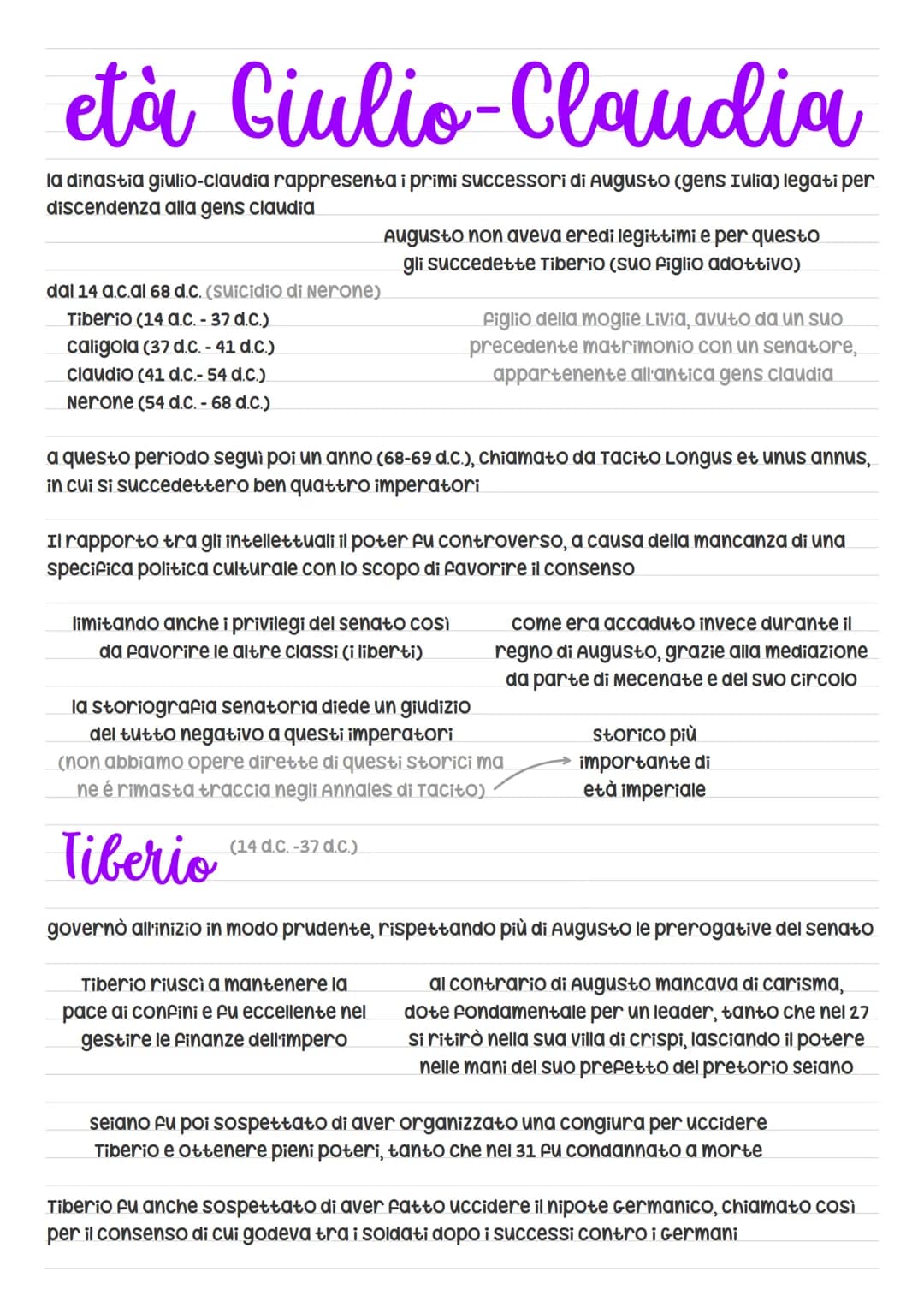 età Giulio-Claudia
la dinastia giulio-claudia rappresenta i primi successori di Augusto (gens Iulia) legati per
discendenza alla gens claudi