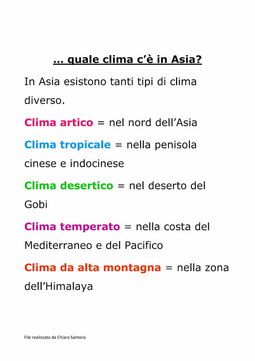 ... cosa possiamo dire?
L'Asia è il continente più vasto
cioè grande di tutti.
L'ASIA...
con che cosa confina?
a NORD: con il Mar Glaciale A