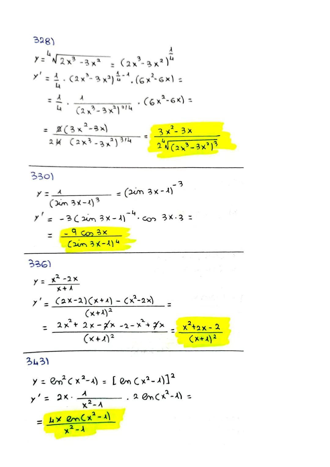 # ESERCIZI DERIVATE
ESERCIZI DA PAG. 1018) DERIVATE FONDAMENTALI
110)
y = log 2 x
y = sim $\pi$/4
y'= $\frac{1}{x}$ log₂e y'=0
119)
y = $\fr