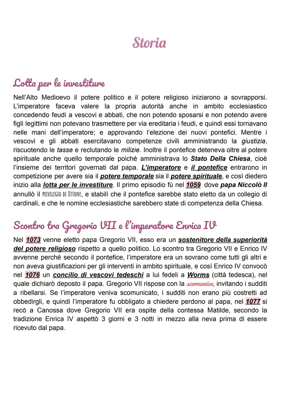 Storia
Lotta per le investiture
Nell'Alto Medioevo il potere politico e il potere religioso iniziarono a sovrapporsi.
L'imperatore faceva va