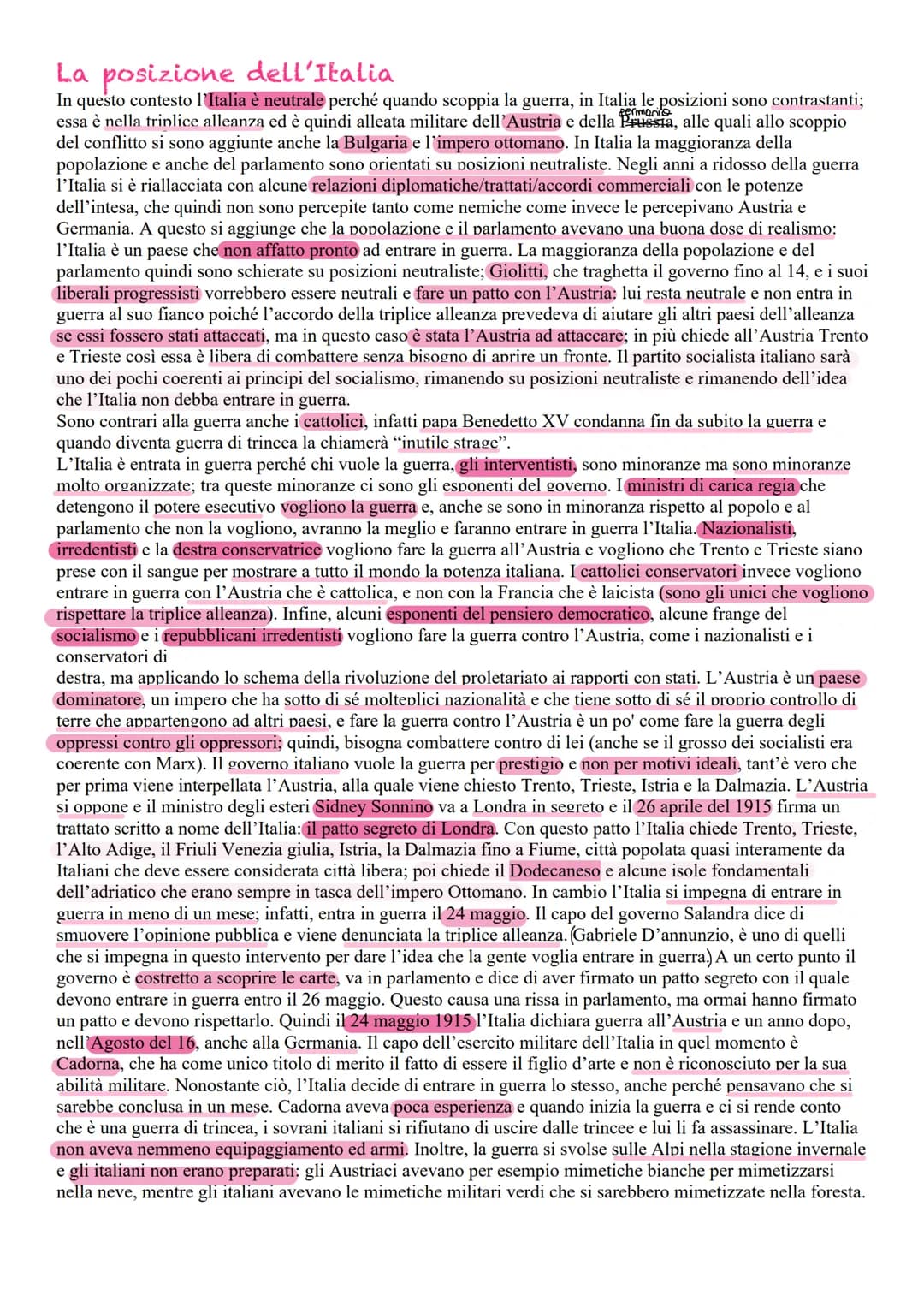La posizione dell'Italia
In questo contesto l'Italia è neutrale perché quando scoppia la guerra, in Italia le posizioni i sono contrastanti;