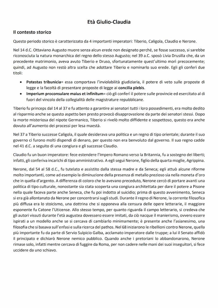 Know età giulio claudia, fedro, seneca, lucano, persio, petronio, la dinastia flavia, marziale, quintiliano, giovenale, tacito, apuleio - Latino thumbnail