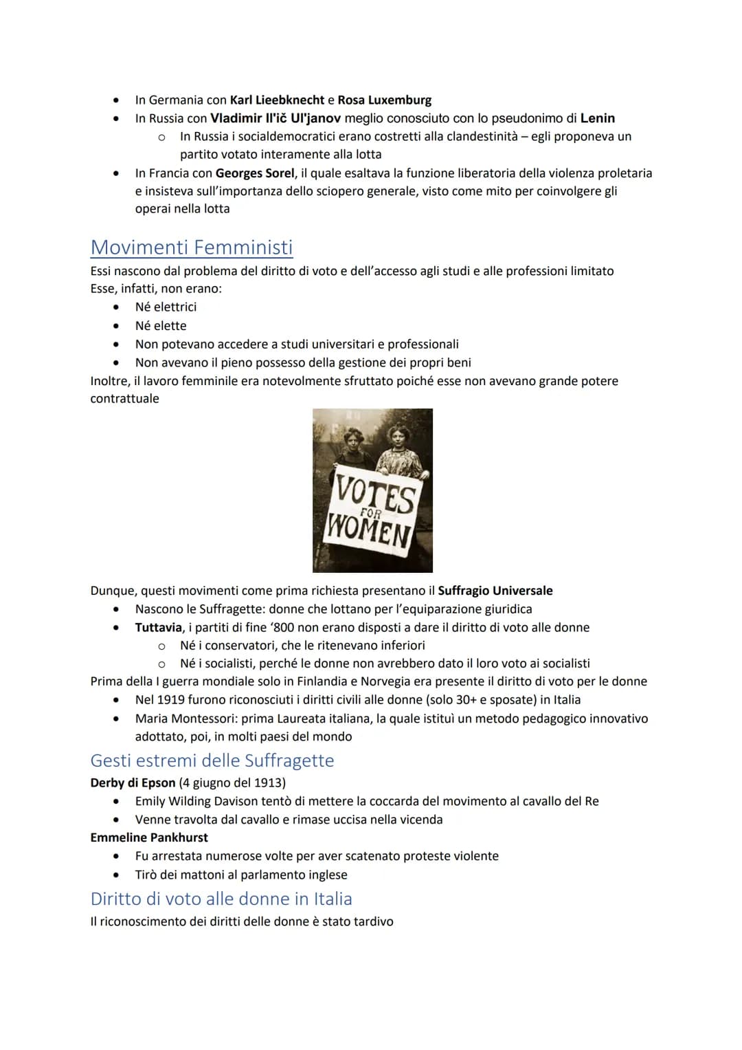 Società di Massa
Partiti di Massa, Seconda internazionale, Suffragette e Nazionalismo
Nella seconda metà dell'800, i paesi più industrializz