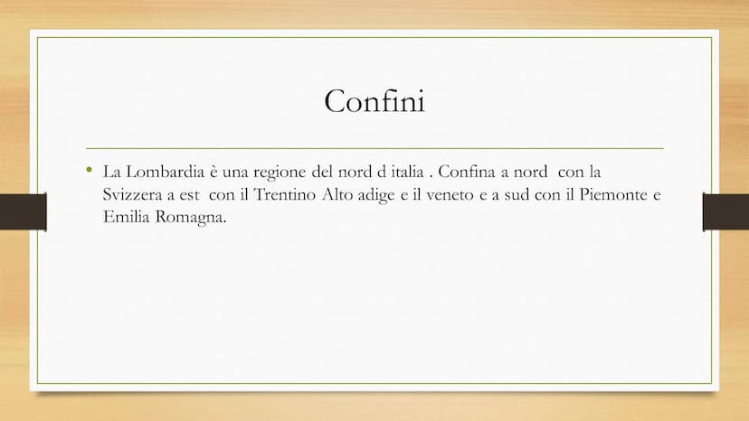 La Lombardia
Indice
Confini, Territorio,capoluogo,province settori dell economia Confini
• La Lombardia è una regione del nord d italia. Con