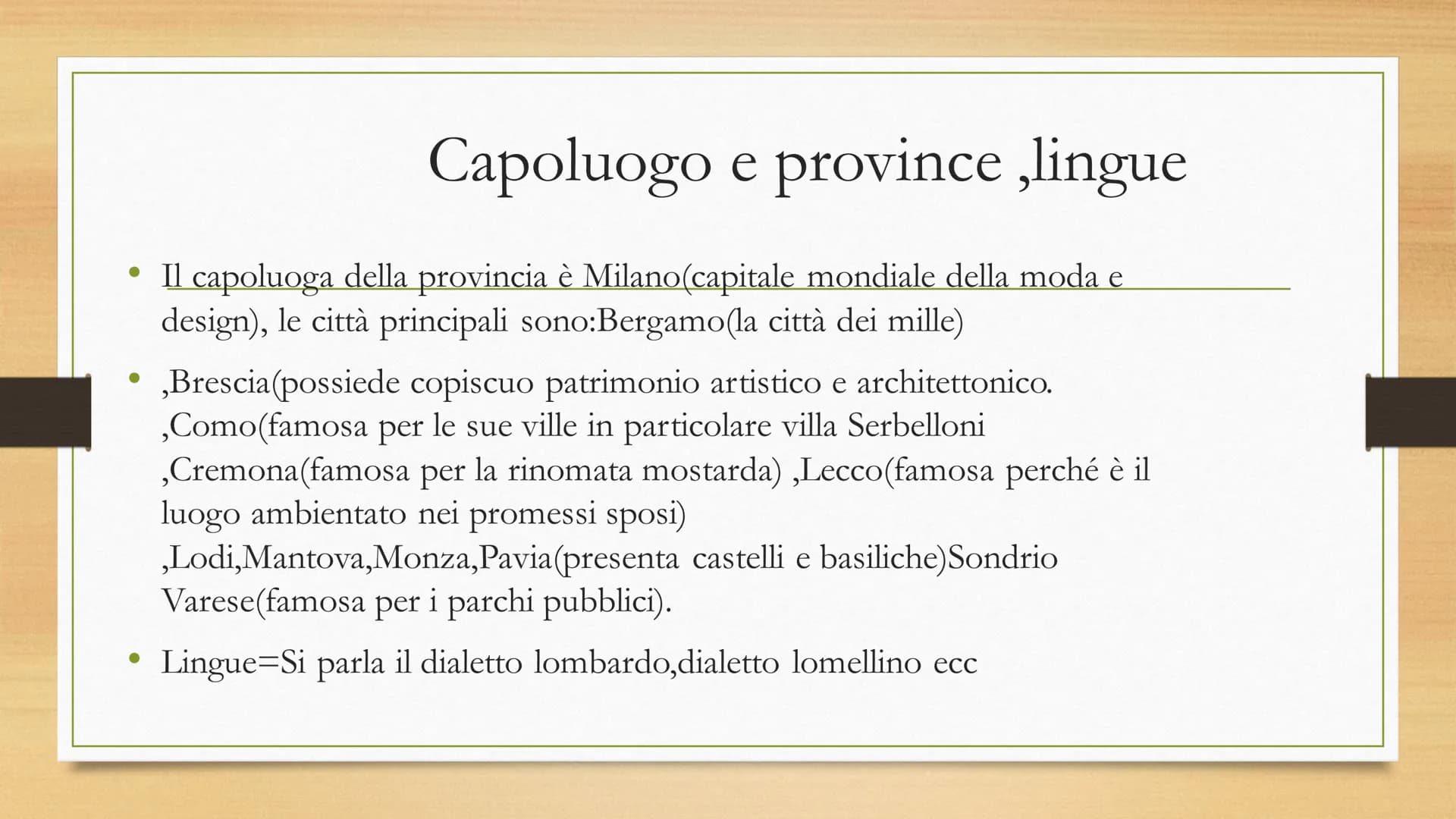 La Lombardia
Indice
Confini, Territorio,capoluogo,province settori dell economia Confini
• La Lombardia è una regione del nord d italia. Con