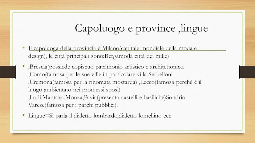 La Lombardia
Indice
Confini, Territorio,capoluogo,province settori dell economia Confini
• La Lombardia è una regione del nord d italia. Con