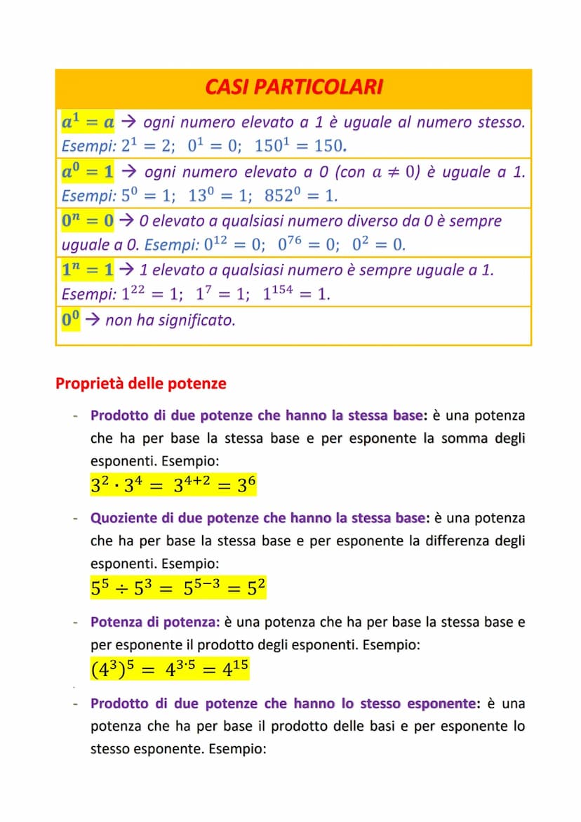 LE POTENZE
Si dice potenza una moltiplicazione in cui tutti i fattori sono
uguali.
an
asi chiama base della potenza e indica quale fattore d
