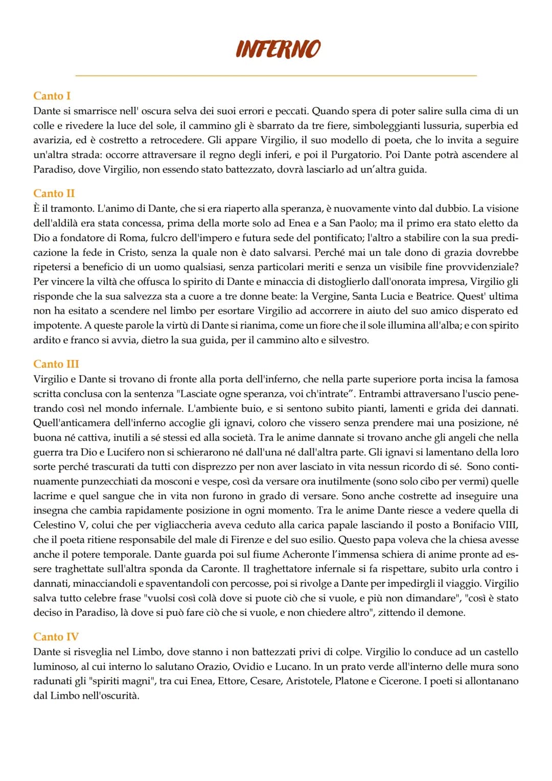 Selva oscura
Porta dell'inferno
Colle
I CERCHIO: Non battezzati/Limbo
II CERCHIO: Lussuriosi
Crosta terrestre.
Antinferno
Acheronte
II CERCH