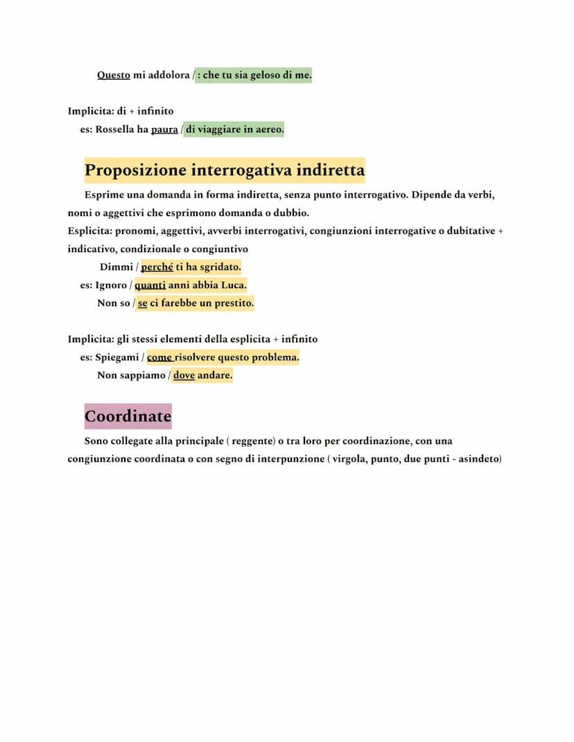 Le subordinate di 1° gruppo e Coordinate
Proposizione soggettiva
Fa da soggetto della reggente. Dipende da verbi impersonali (“si” impersona