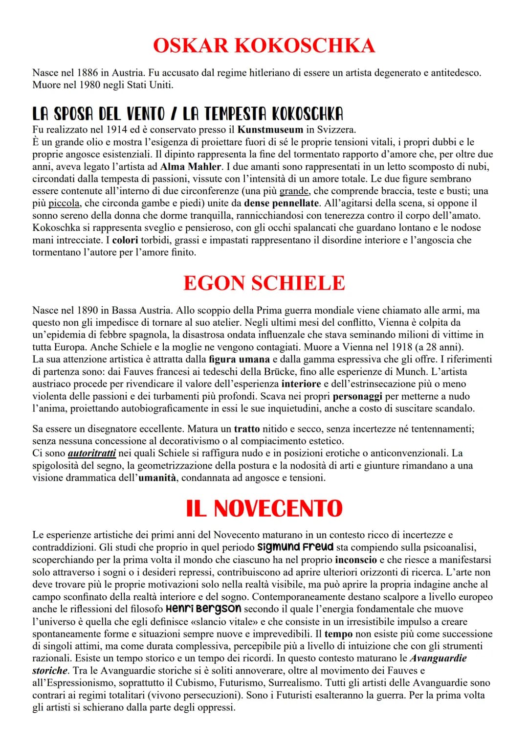 LE AVANGUARDIE
L'Espressionismo
Con il termine avanguardie, tratto dal linguaggio militare, si intendono i vari fenomeni artistico-letterari
