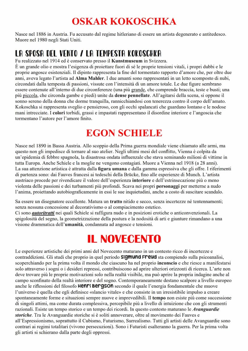 LE AVANGUARDIE
L'Espressionismo
Con il termine avanguardie, tratto dal linguaggio militare, si intendono i vari fenomeni artistico-letterari