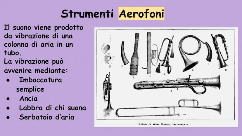 La classificazione degli strumenti musicali Classificazione di base
Suoni Indeterminati
Suoni Determinati
(non sono note di una scala musica