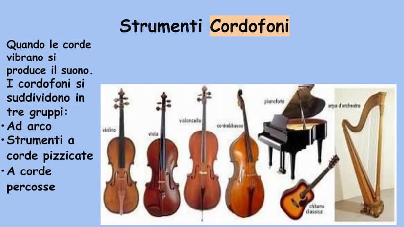 La classificazione degli strumenti musicali Classificazione di base
Suoni Indeterminati
Suoni Determinati
(non sono note di una scala musica