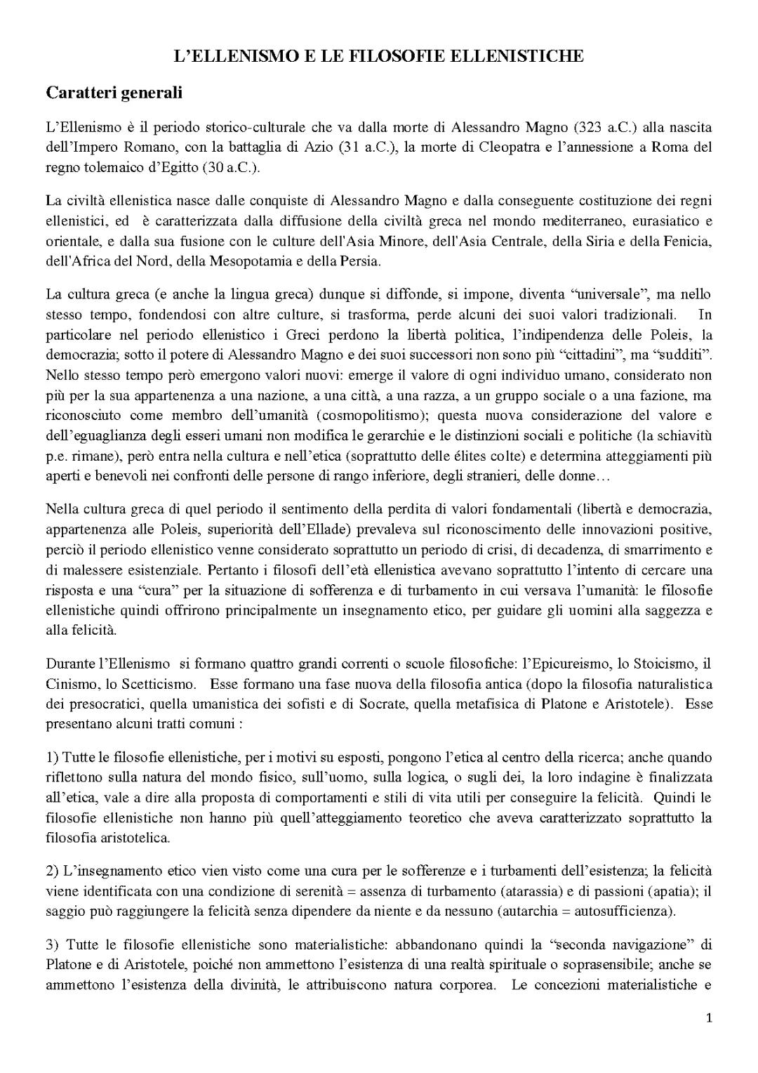 Filosofie Ellenistiche: Epicuro e Stoicismo