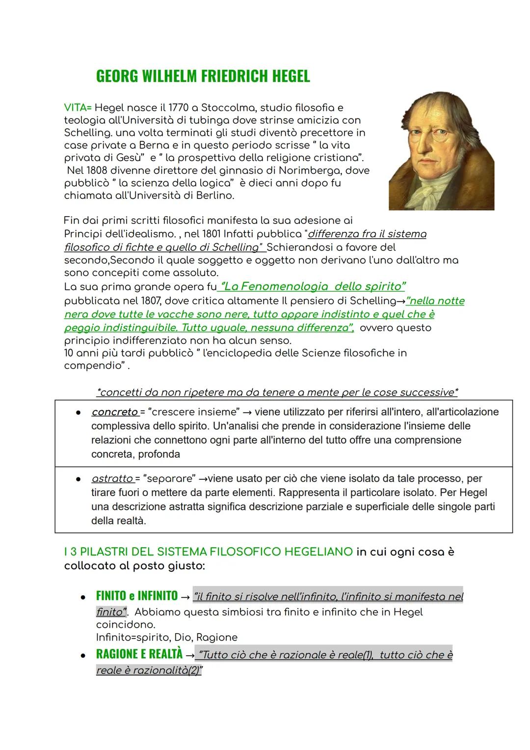 GEORG WILHELM FRIEDRICH HEGEL
VITA= Hegel nasce il 1770 a Stoccolma, studio filosofia e
teologia all'Università di tubinga dove strinse amic