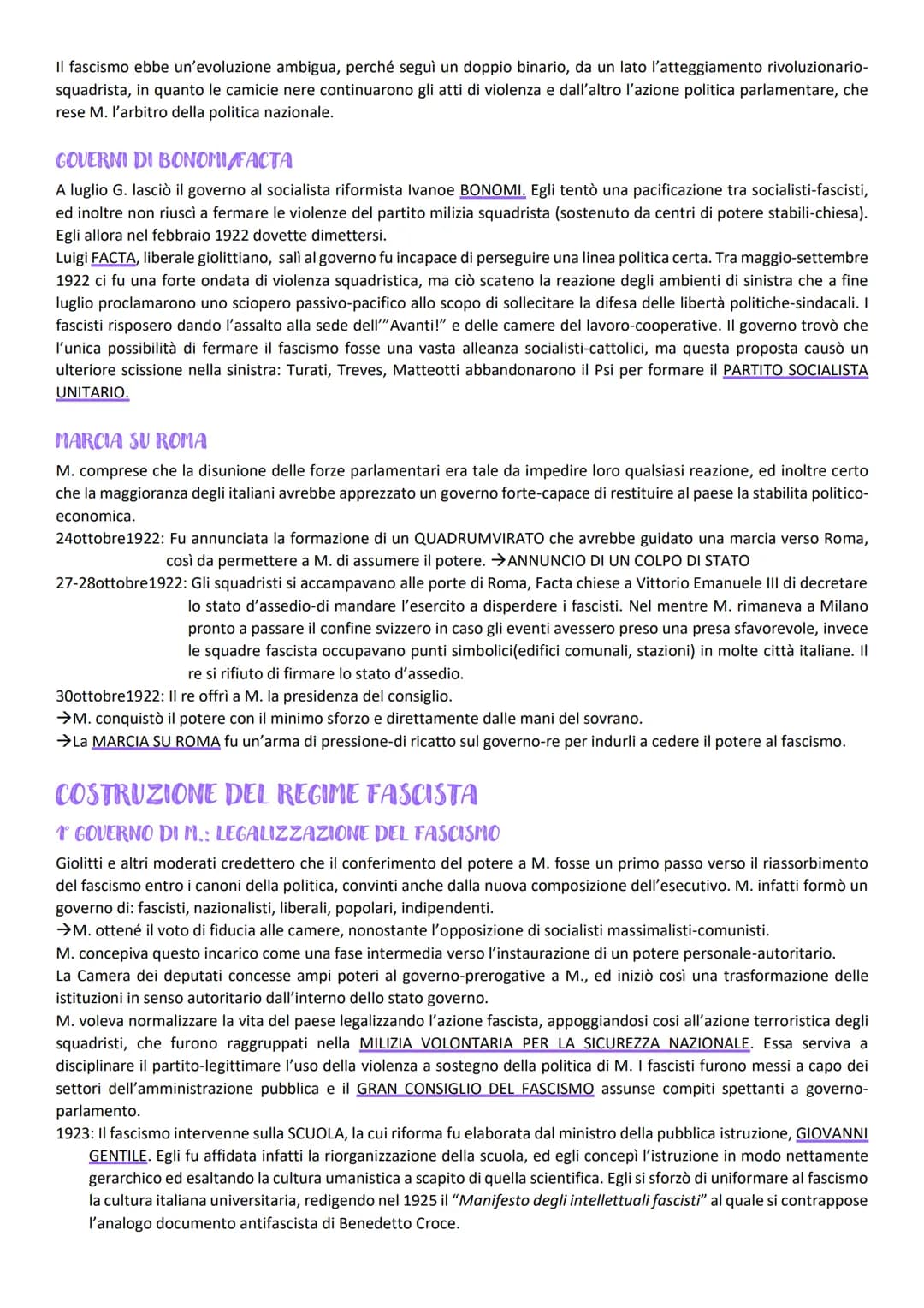 FASCISMO
SITUAZIONE ITALIANA POST-BELLICA
MALCONTENTO DEI LAVORATORI/CRISI ECONOMICA
Le forti tensioni sociali del dopoguerra ebbero un impa