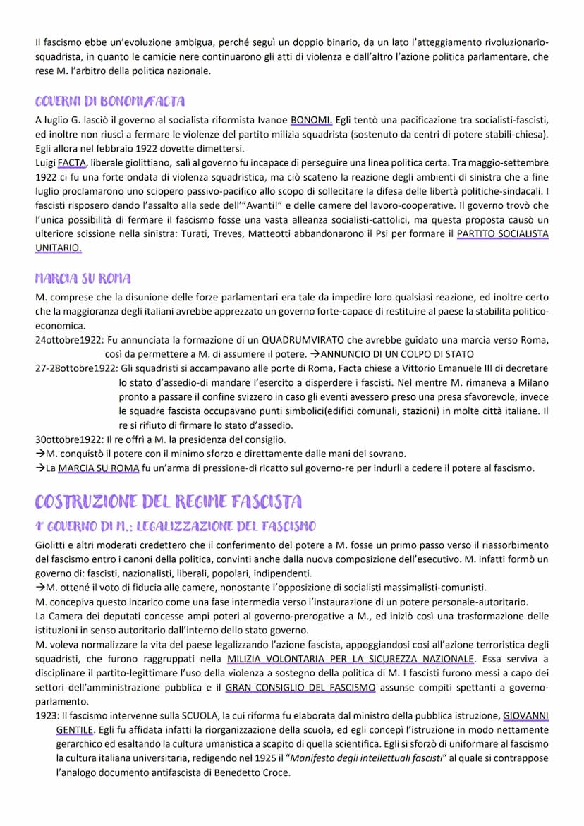 FASCISMO
SITUAZIONE ITALIANA POST-BELLICA
MALCONTENTO DEI LAVORATORI/CRISI ECONOMICA
Le forti tensioni sociali del dopoguerra ebbero un impa